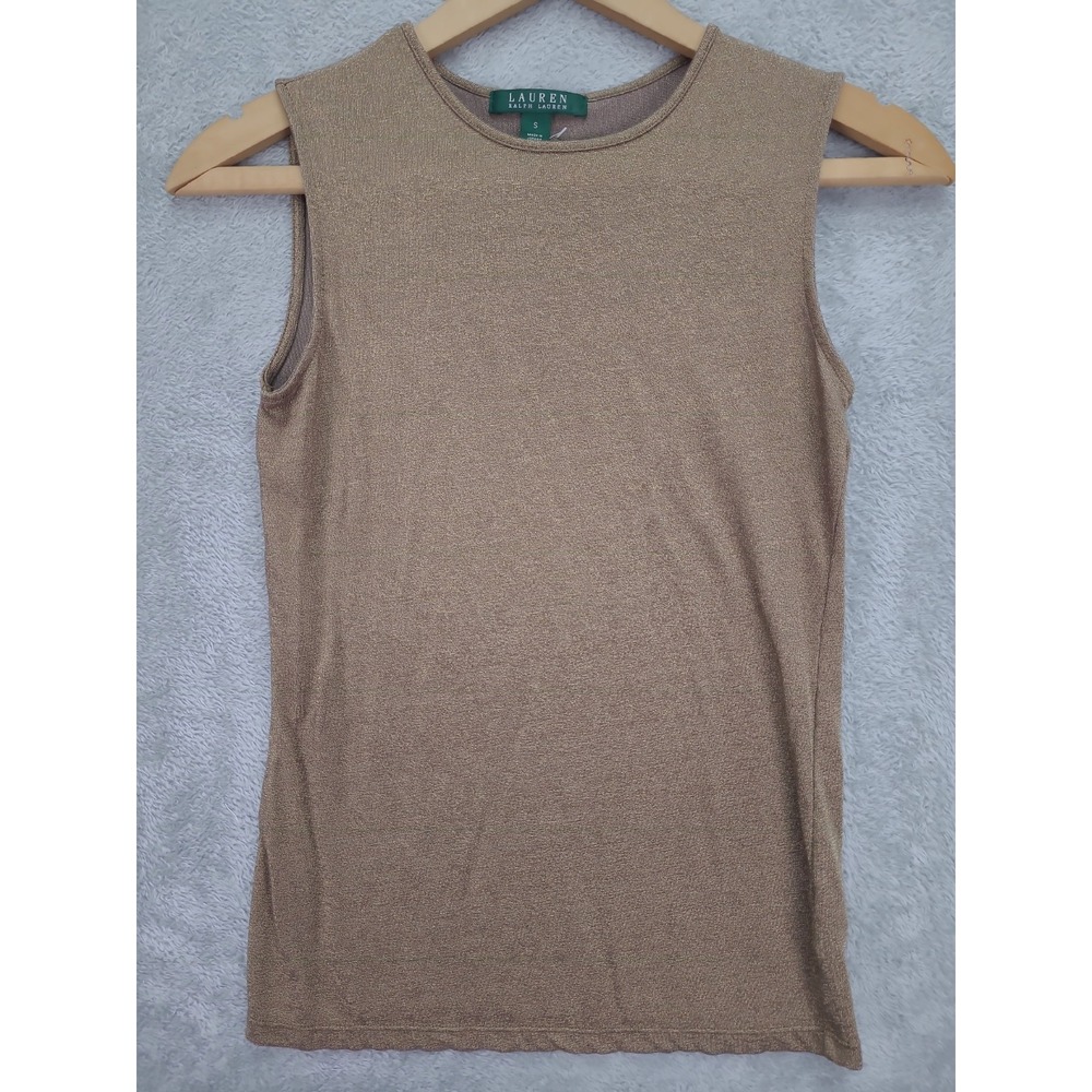 Lauren Ralph Lauren Womens‎ Sz Small Gold Metallic Sleeveless Top